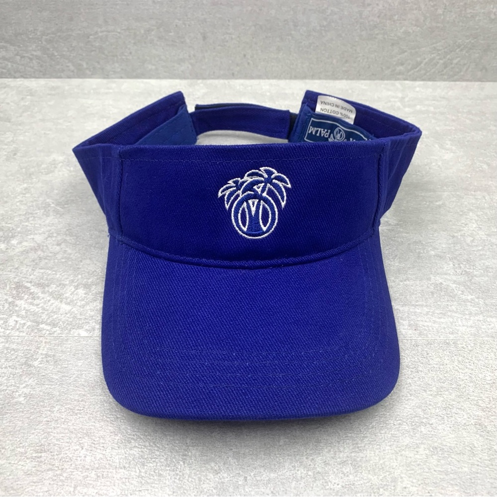 USA PALM Sun Visor Hat Cap ADJUSTABLE Blue Embroidered Logo